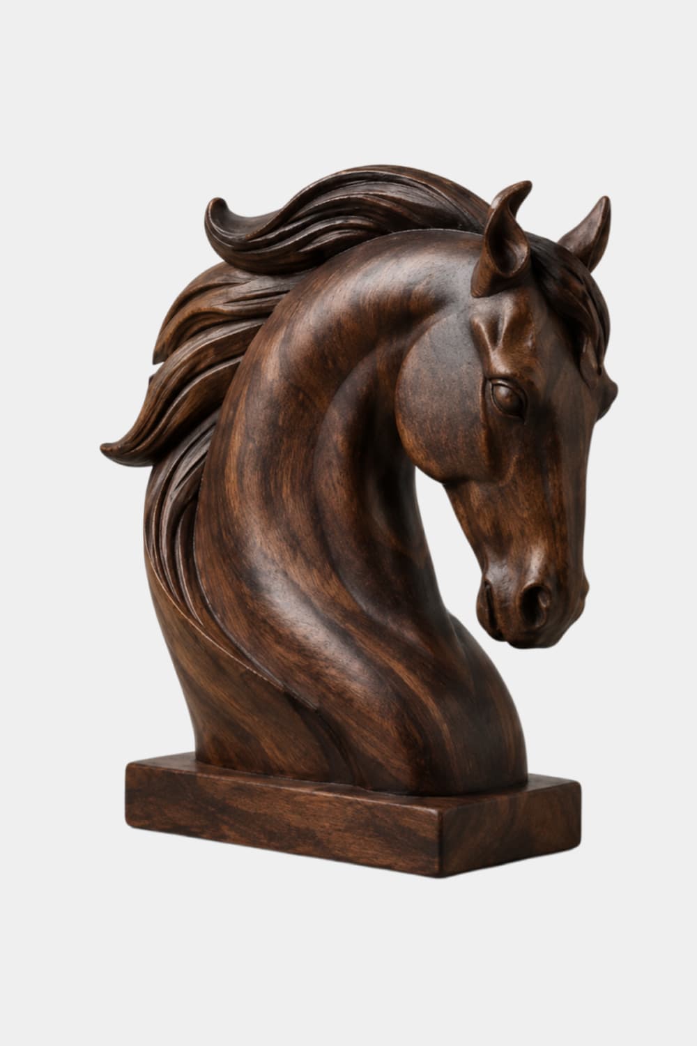 Realistic Wood Horse Head Bust | Heritage Library Desk Decor | Majestic Sculpture Gift