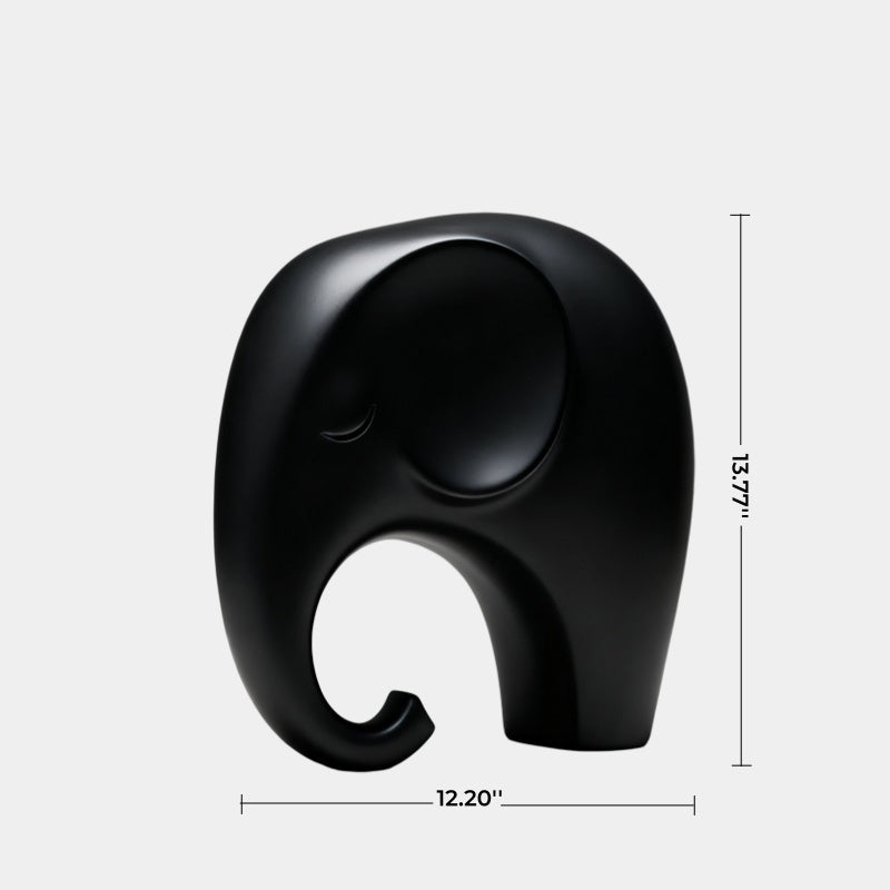 Minimalist Black Elephant Wood Sculpture | Nordic Style Good Luck Decor | Modern Art Piece