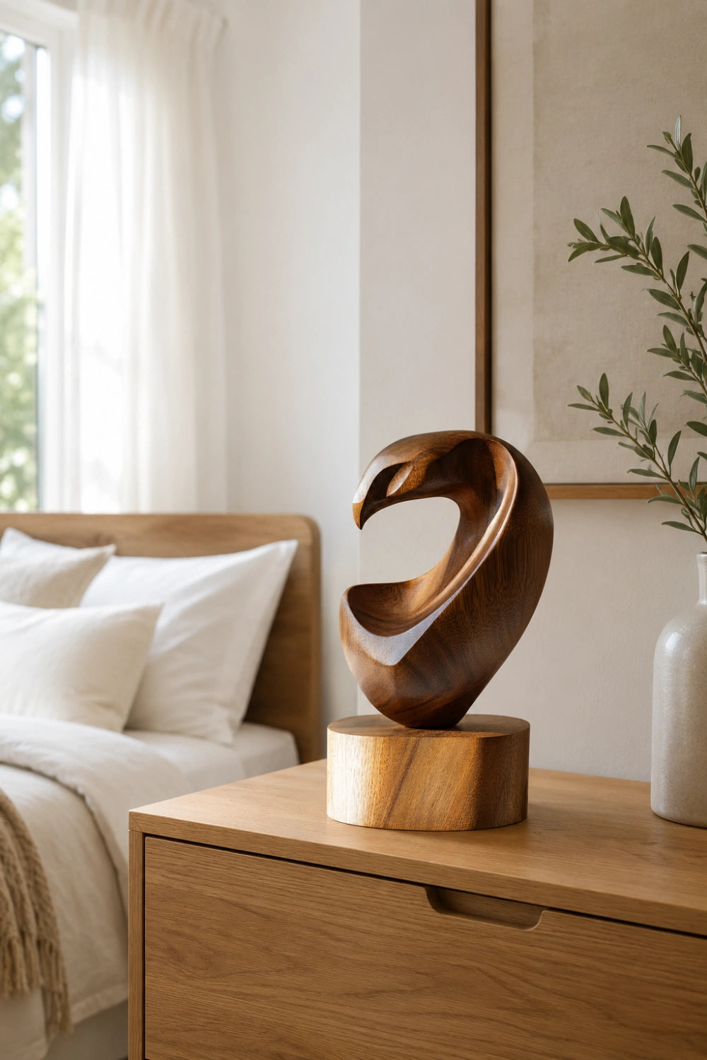 Biomorphic Abstract Wood Sculpture | Modernist Hollow Form Decor | Premium Aesthetic Gift