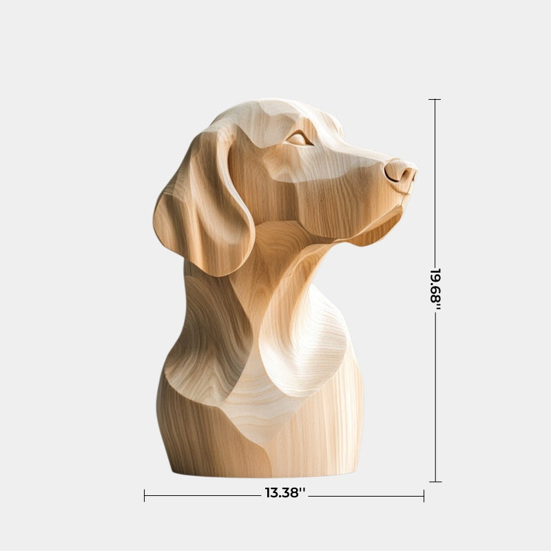 Minimalist Blonde Wood Dog Sculpture | Ash Labrador Canine Bust | Touching Pet Memorial Gift