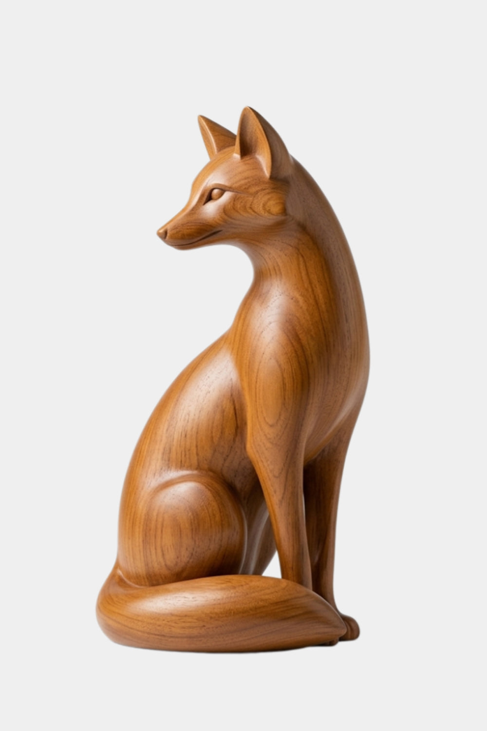 Handcrafted Wood Fox Sculpture | Transitional Wildlife Table Decor | Artisan Animal Gift