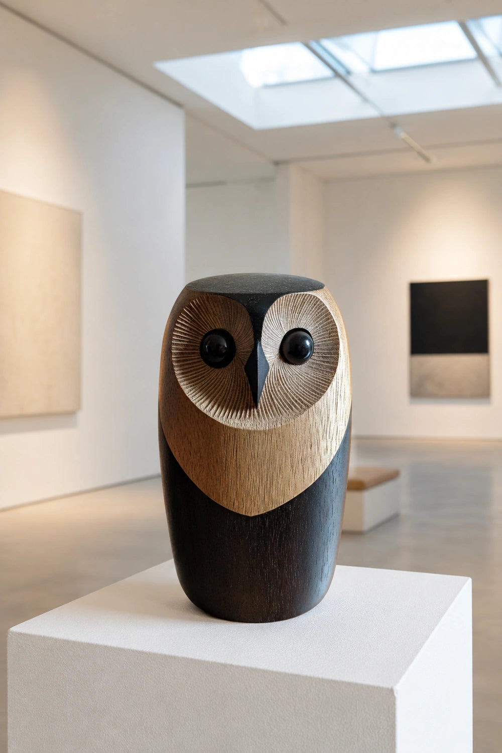 Handcarved Wooden Owl Figurine | Scandinavian Animal Sculpture | Mid-Century Desk Decor