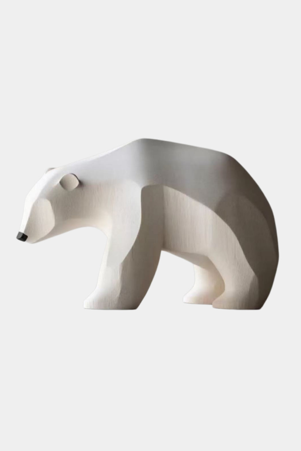 Minimalist Wooden Polar Bear Statue | Nordic Arctic Decor Gift
