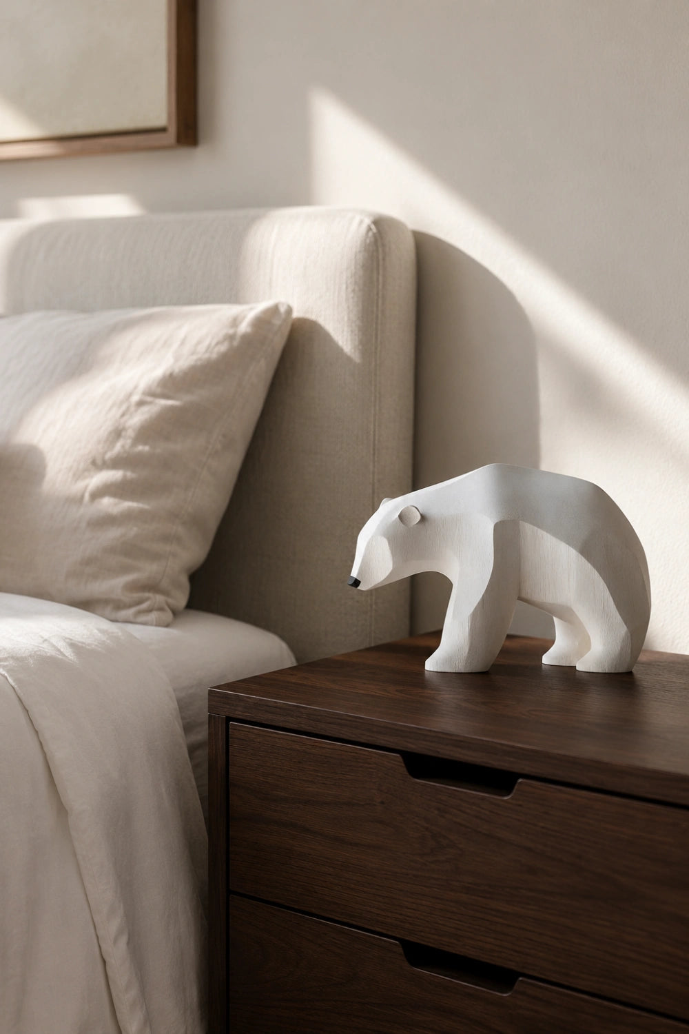 Minimalist Wooden Polar Bear Statue | Nordic Arctic Decor Gift