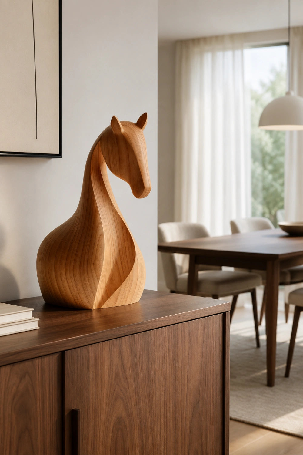 Artisan Carved Wood Horse Art Sculpture | Unique Equestrian Gift