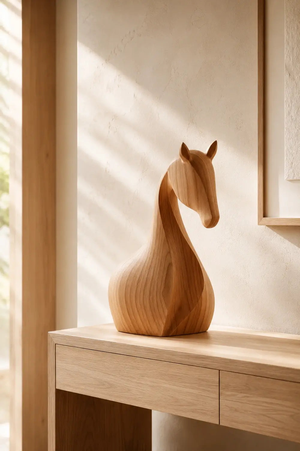 Artisan Carved Wood Horse Art Sculpture | Unique Equestrian Gift