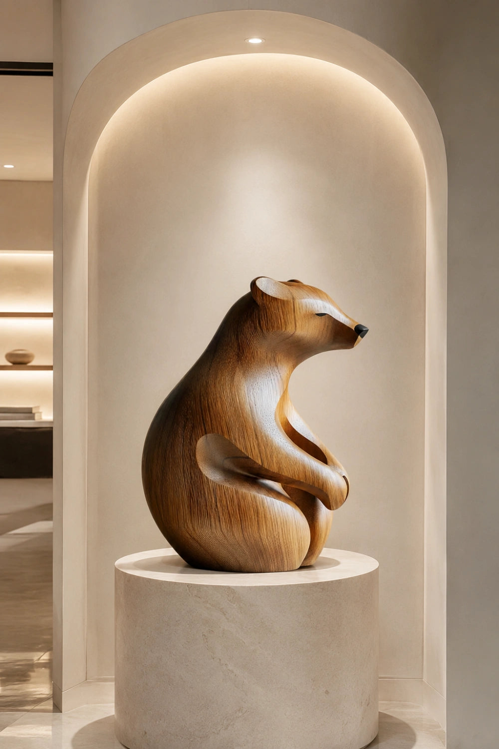Carved Wooden Bear Figurine | Rustic Wildlife Home Decor