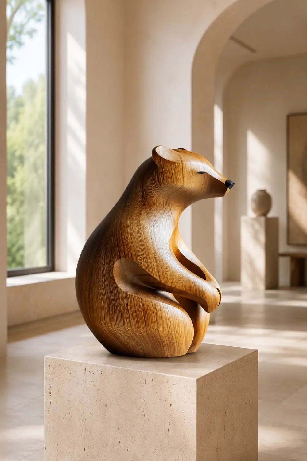 Carved Wooden Bear Figurine | Rustic Wildlife Home Decor