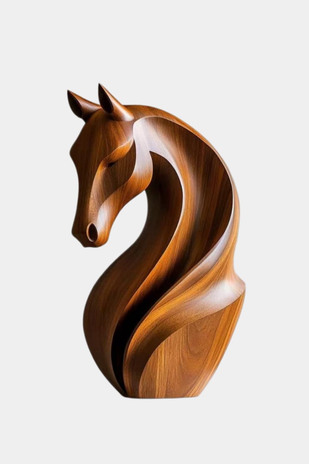 Contemporary Wood Horse Figurine | Polished Animal Sculpture