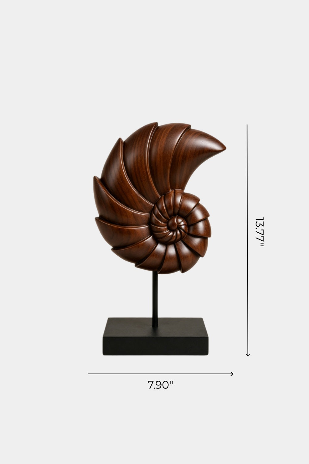 Carved Wood Nautilus Shell Sculpture | Fibonacci Ocean Art Decor