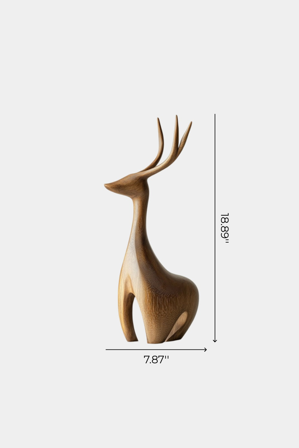 Carved Wood Deer Statue | Nordic Stag Figurine | Elegant Forest Decor