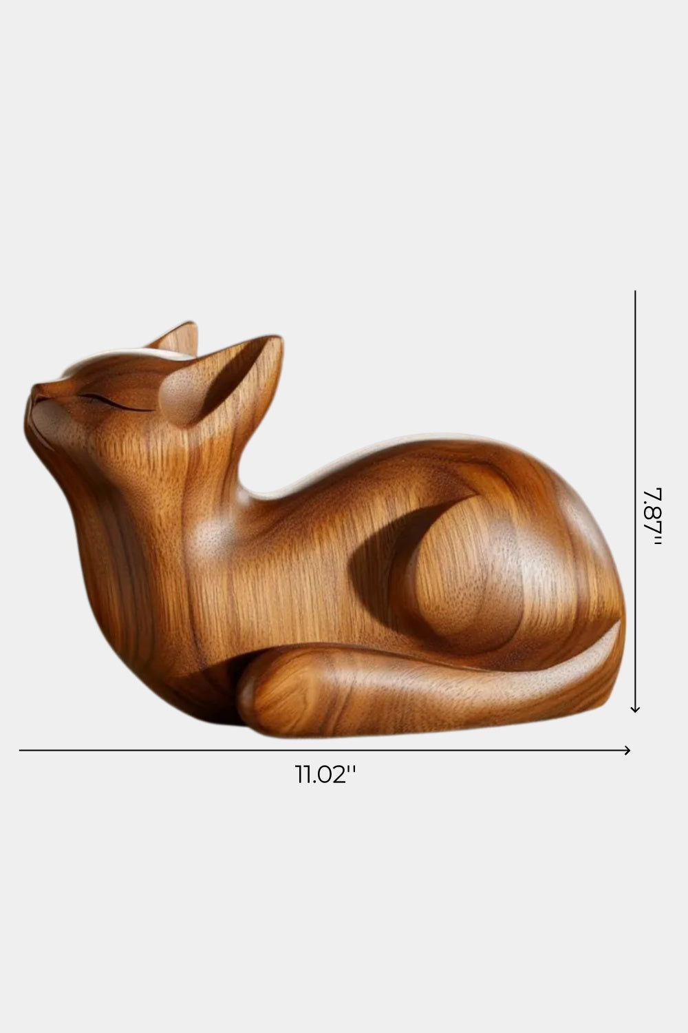 Hand Carved Wooden Cat Sculpture | Charming Feline Decor Gift