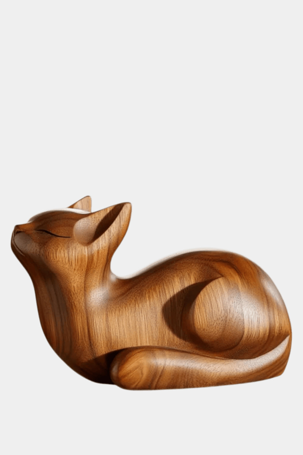 Hand Carved Wooden Cat Sculpture | Charming Feline Decor Gift