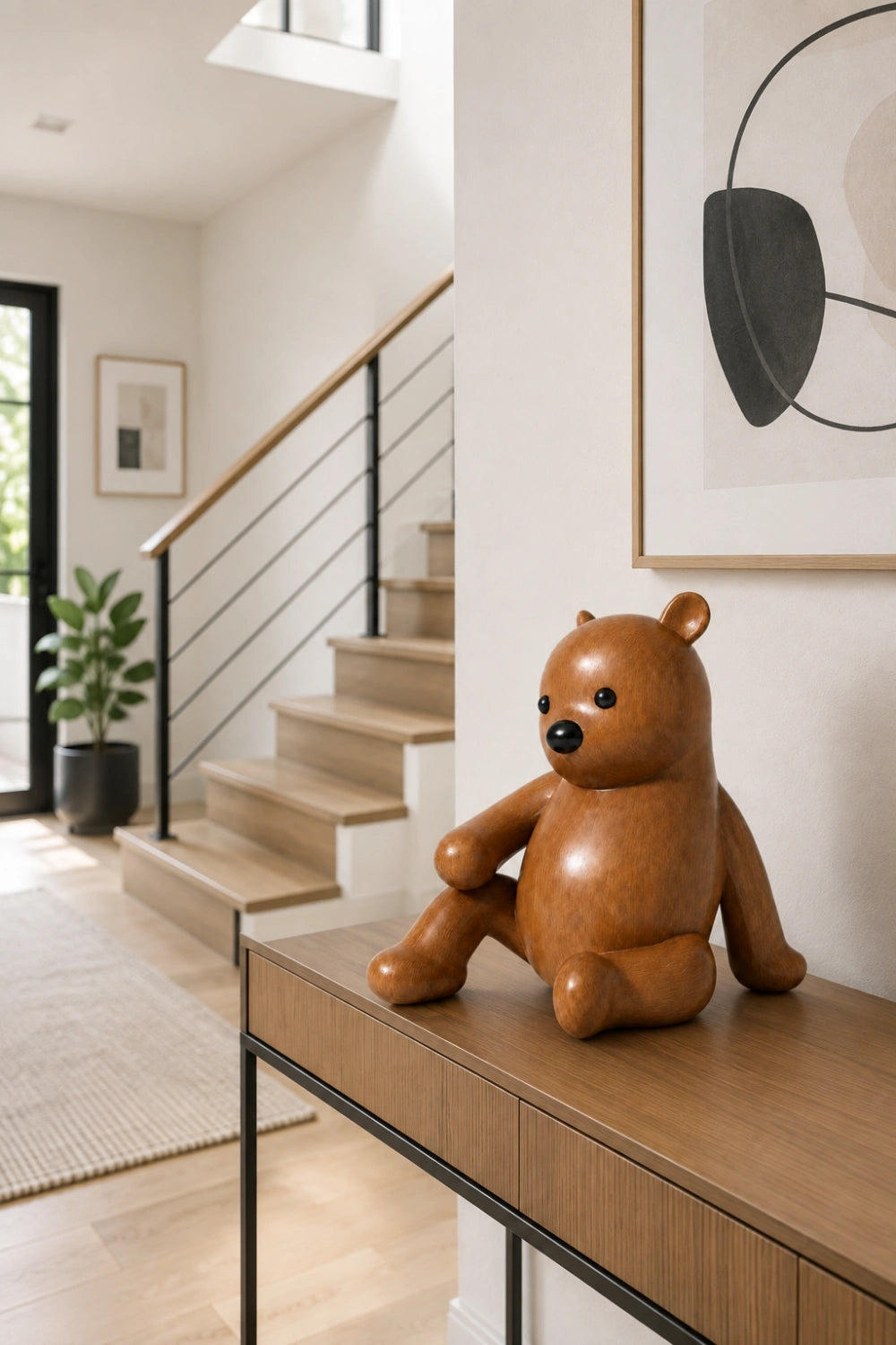 Cute Wooden Teddy Bear Figurine | Nursery Decoration Gift