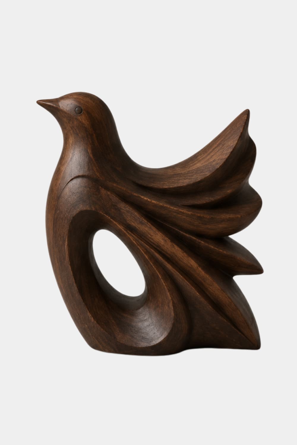 Carved Wooden Bird Sculpture | Mid-Century Avian Figurine