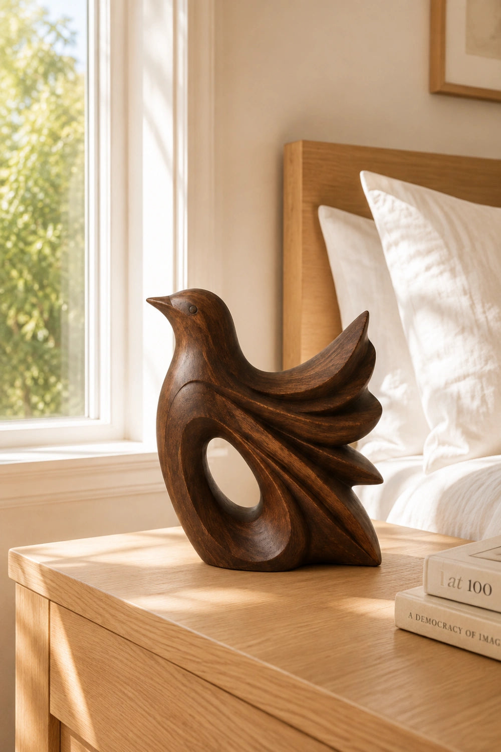 Carved Wooden Bird Sculpture | Mid-Century Avian Figurine
