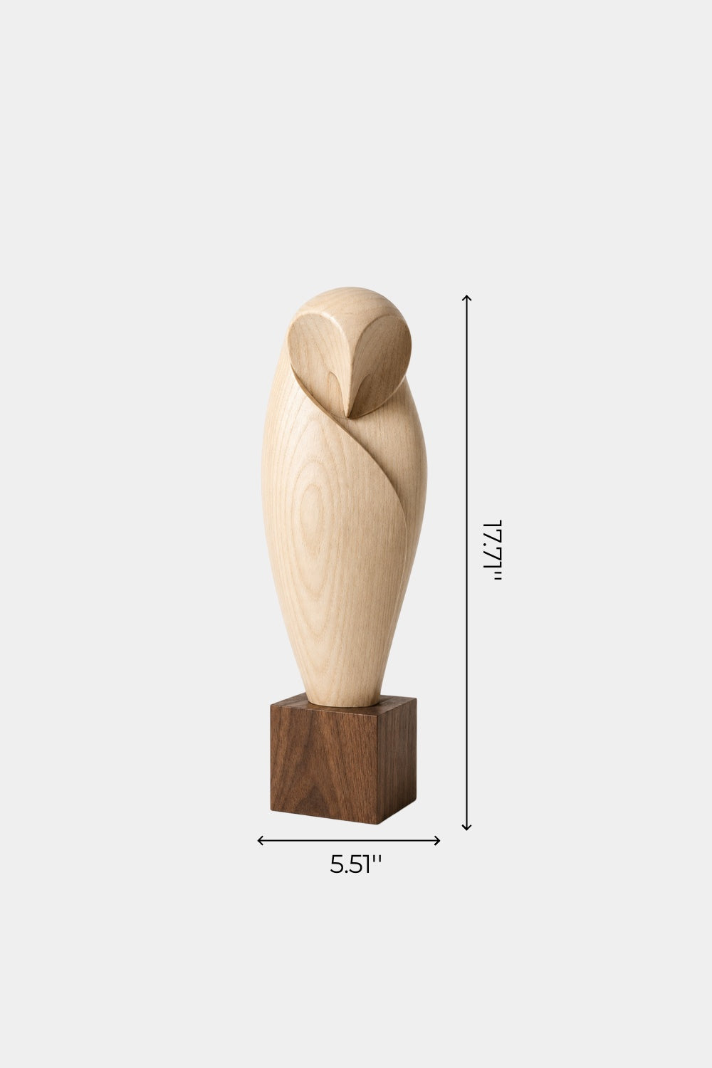 Minimalist Wooden Owl Statue | Carved Barn Owl Figurine