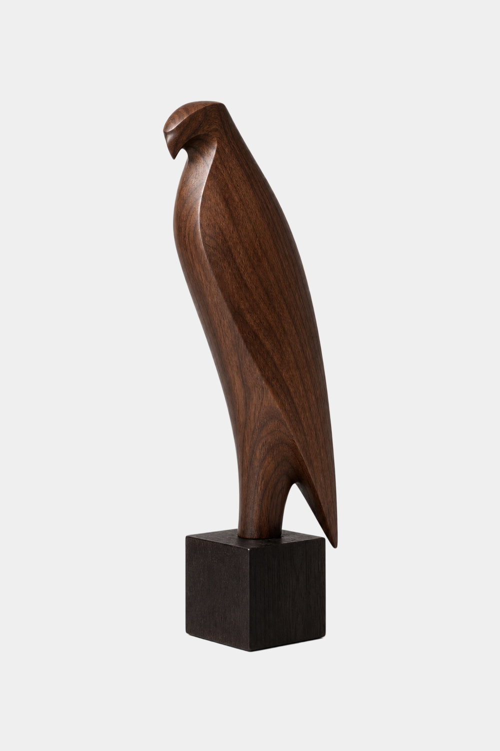 Wooden Falcon Sculpture | Carved Eagle Statue Decor