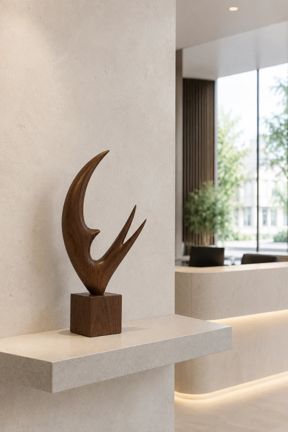Abstract Wood Soaring Bird Sculpture | Flying Swallow Statue | Minimalist Desk Art Gift