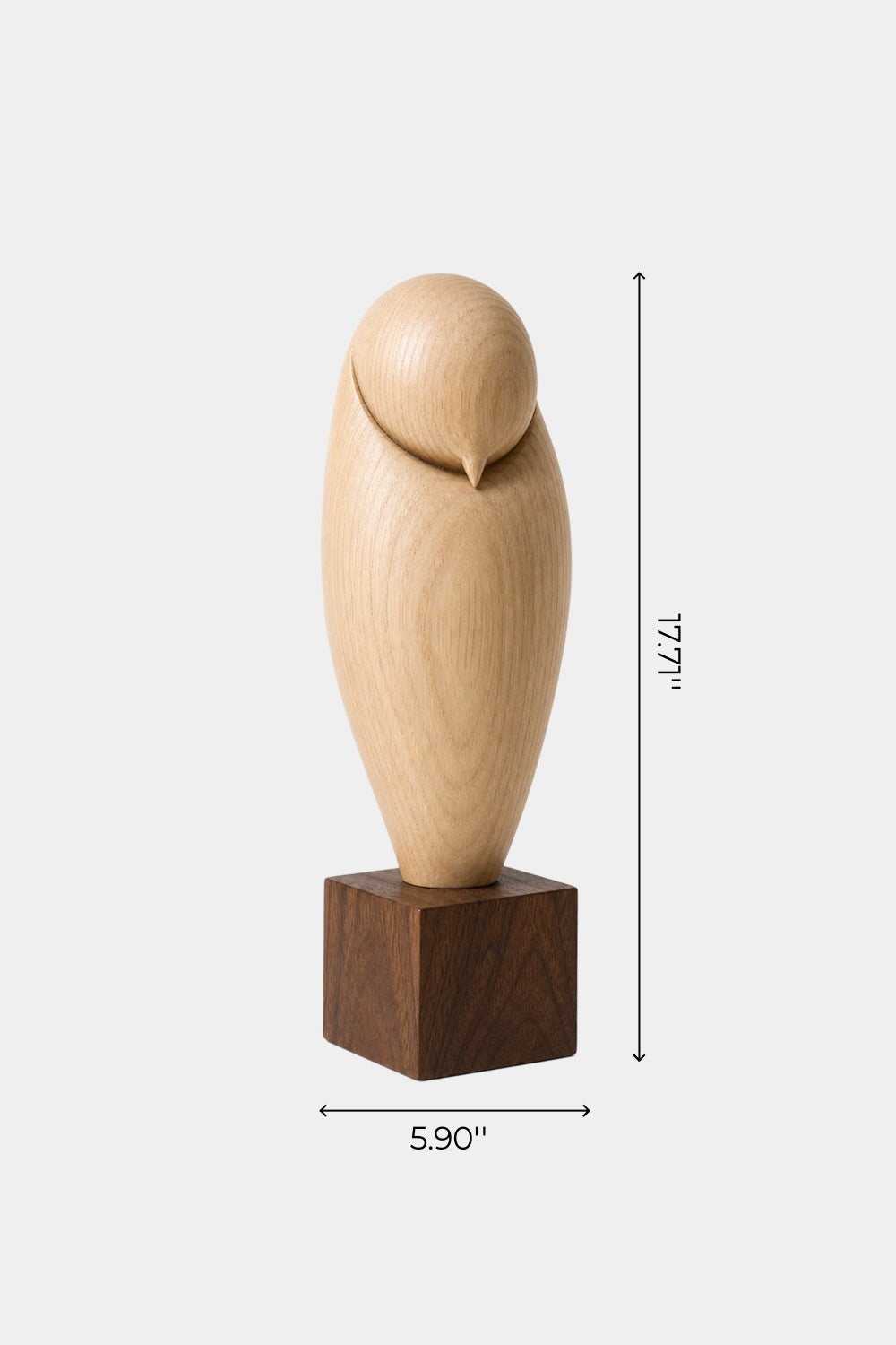Minimalist Wood Owl Sculpture | Zen Sleeping Bird Statue | Scandinavian Art Gift