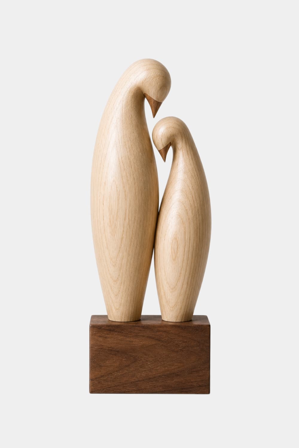 Carved Wood Lovebird Sculpture | Minimalist Pair Statue | Wedding Art Gift