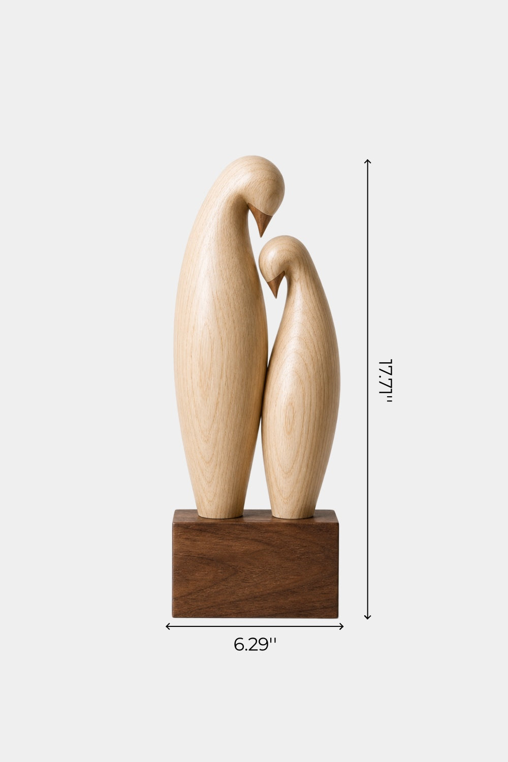 Carved Wood Lovebird Sculpture | Minimalist Pair Statue | Wedding Art Gift