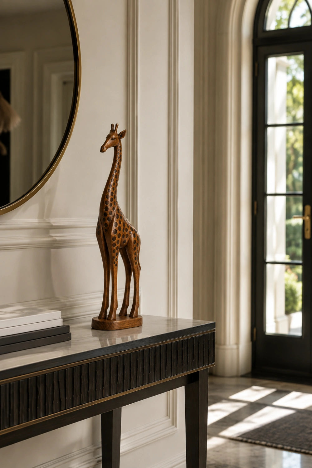 Handcarved Wooden Giraffe Statue | Mid Century Animal Decor