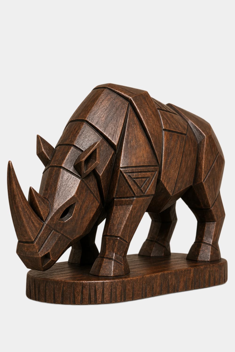 Handcrafted Wooden Rhino Figurine | Tribal Carved Animal Art Home Gift Decor