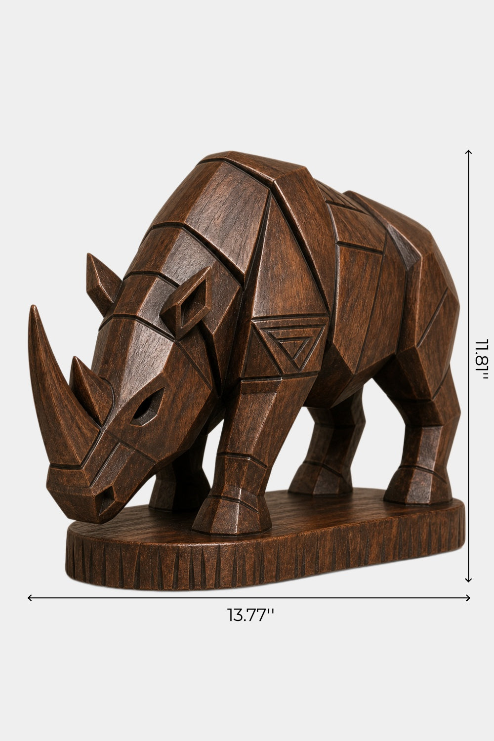Handcrafted Wooden Rhino Figurine | Tribal Carved Animal Art Home Gift Decor
