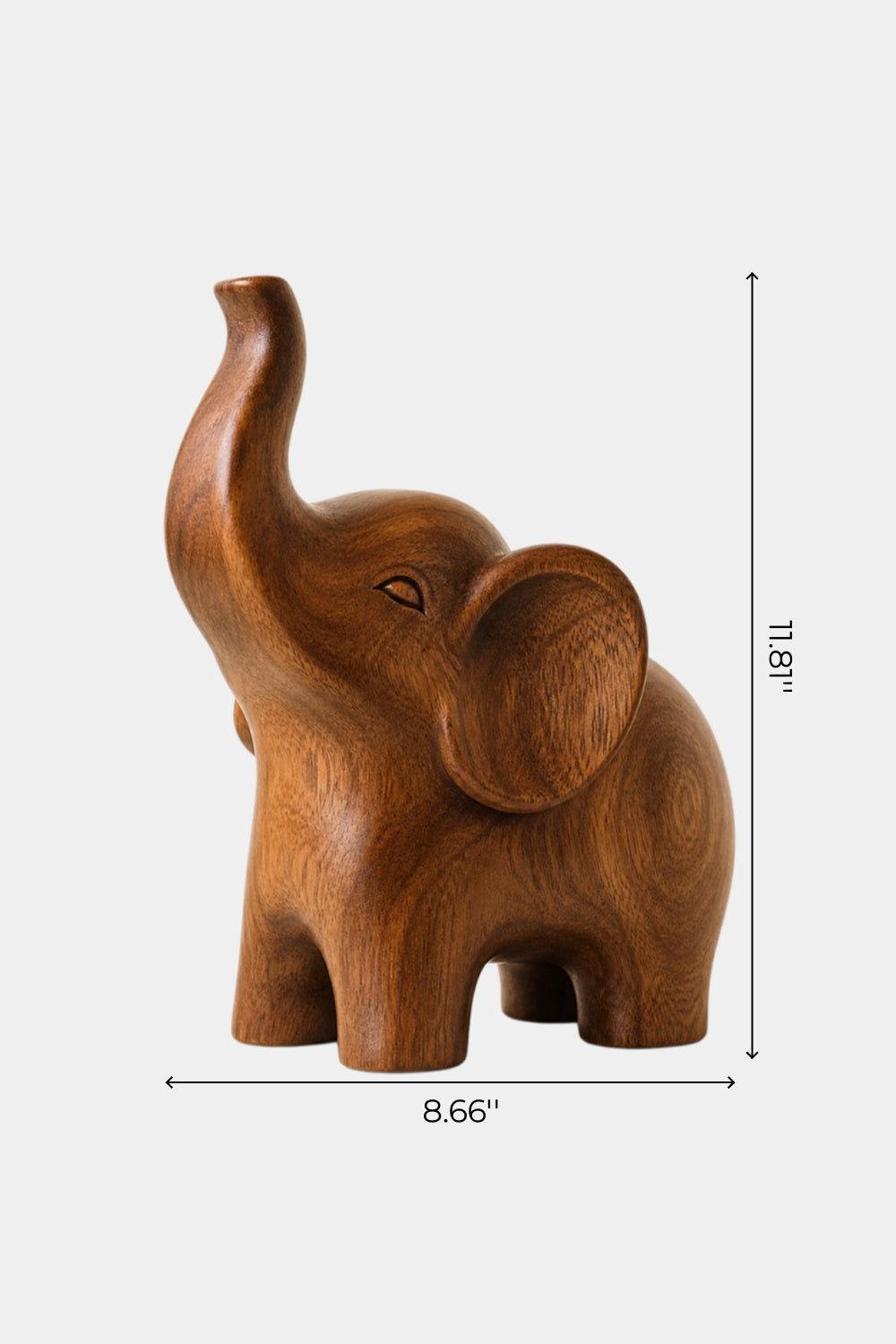 Abstract Wooden Elephant Sculpture| Lucky Trunk Up Carved Decor
