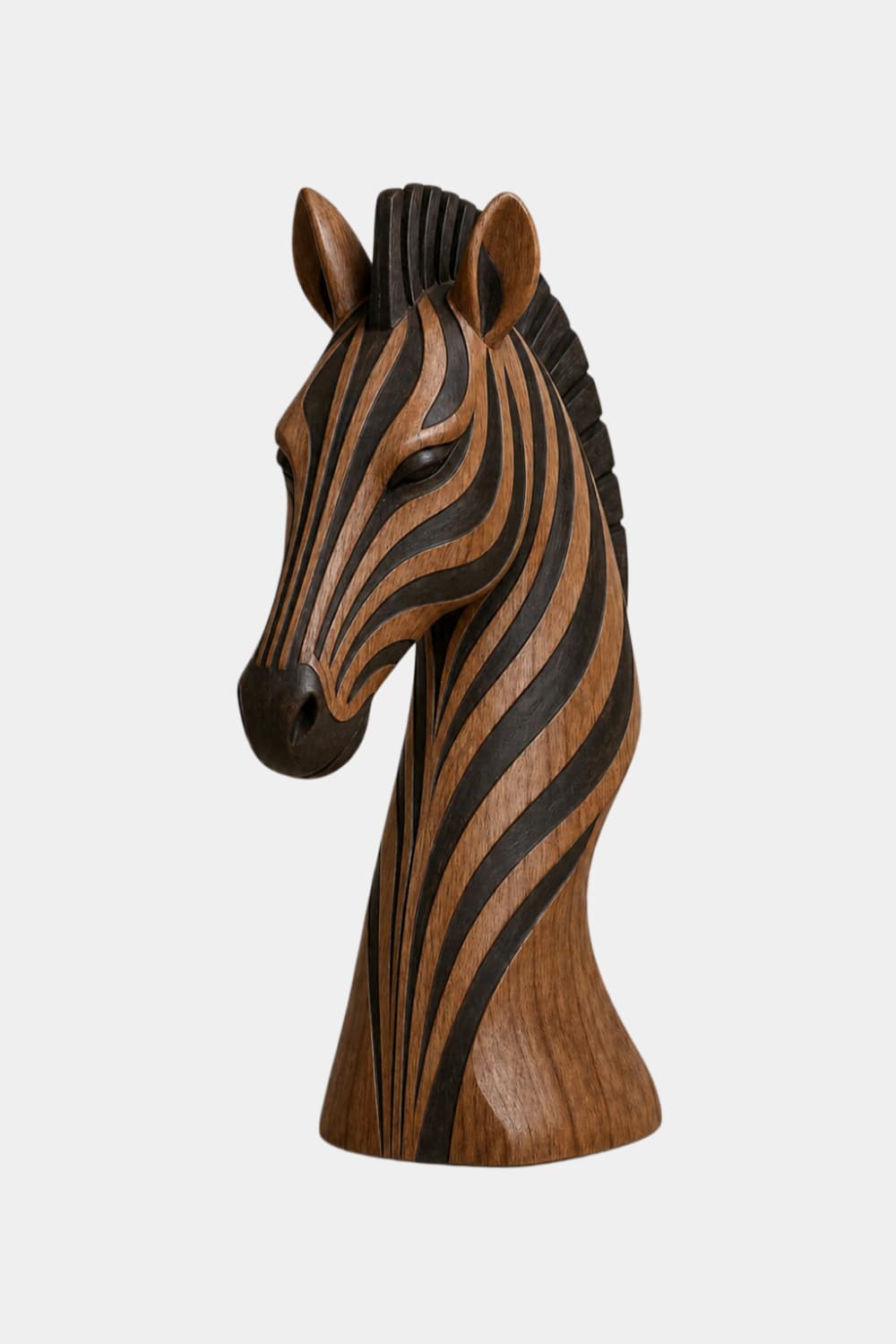 Handcrafted Wooden Zebra Head Sculpture | African Safari Animal Art Decor
