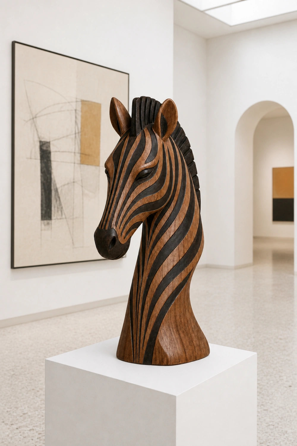 Handcrafted Wooden Zebra Head Sculpture | African Safari Animal Art Decor