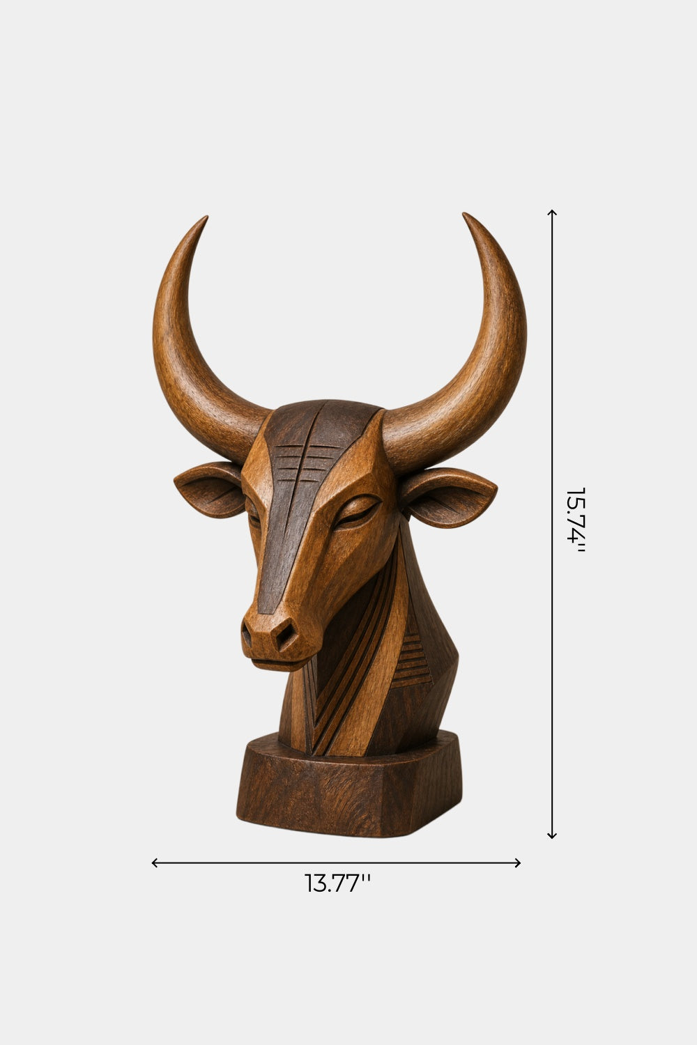 Carved Wood Bull Head Statue | Longhorn Bust Sculpture | Rustic Ranch Decor