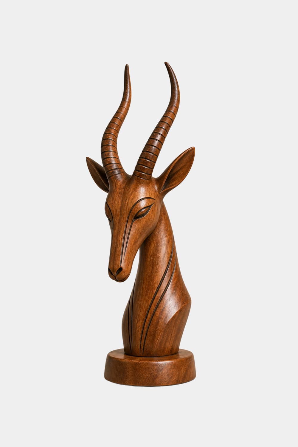 Wooden Antelope Sculpture Statue | Sleek Organic Modern Home Shelf Decor