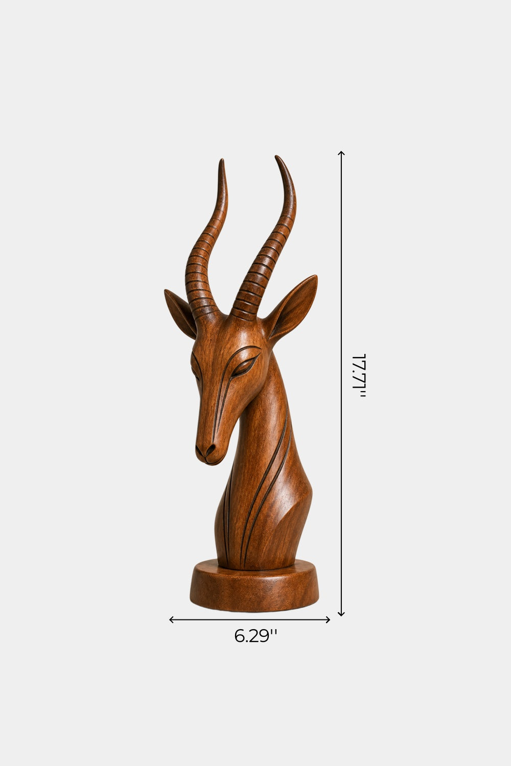Wooden Antelope Sculpture Statue | Sleek Organic Modern Home Shelf Decor