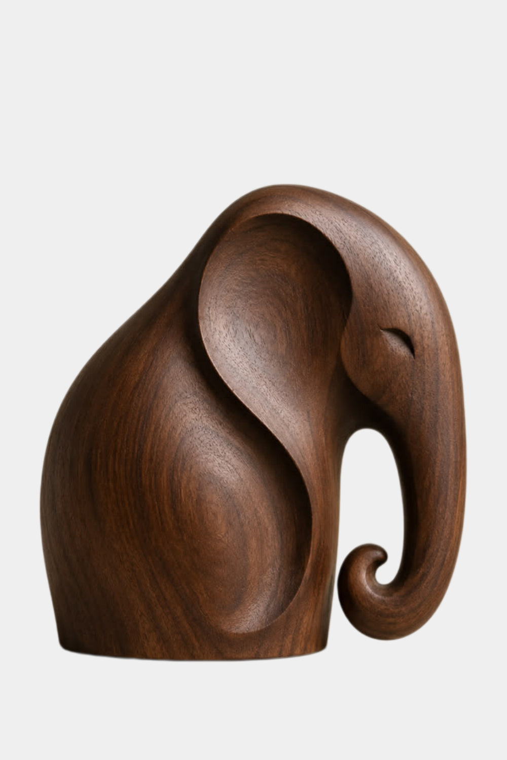 Smooth Wooden Elephant Statue Figurine | Sleek Modern Animal Table Decor