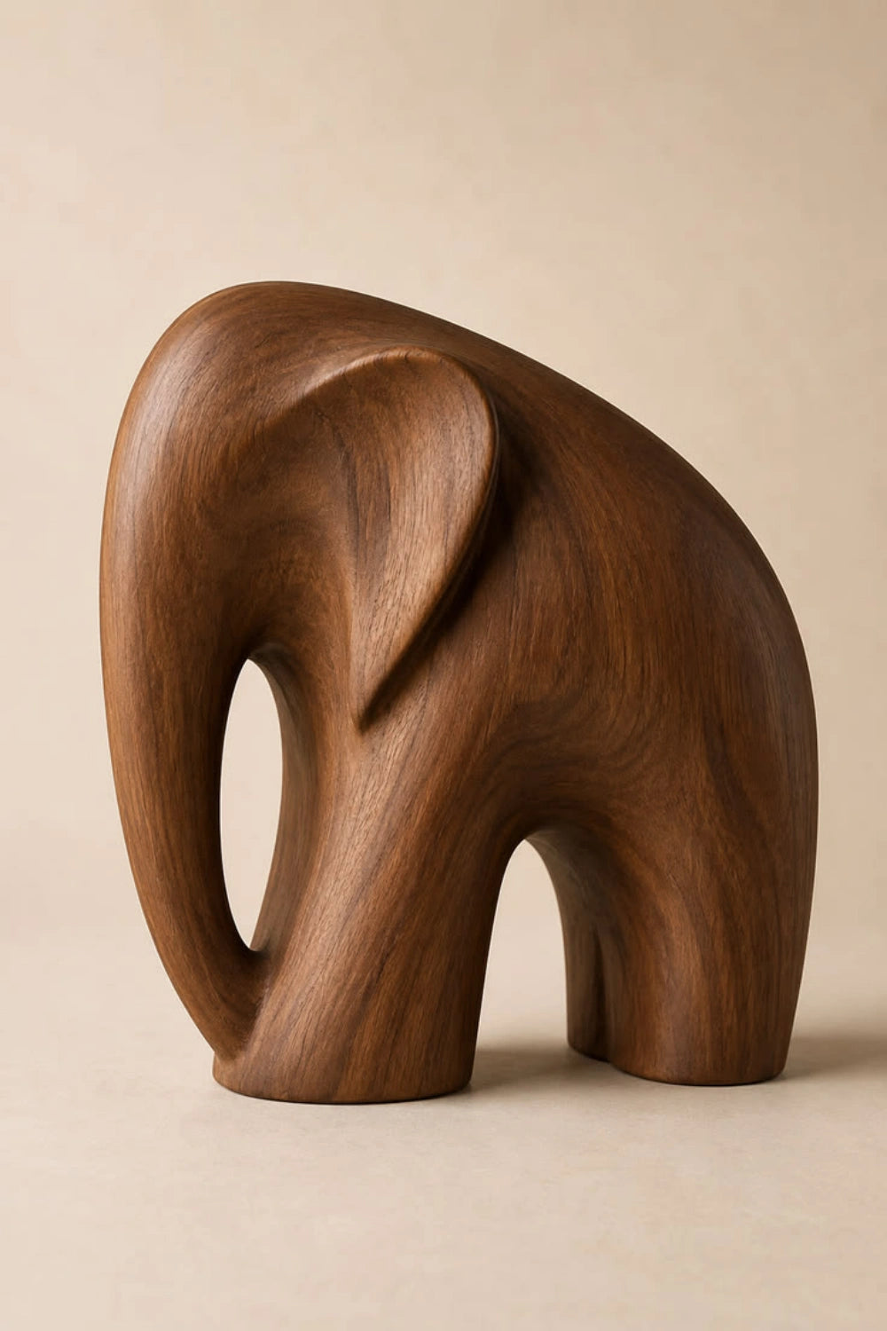 Handcarved Standing Wooden Elephant Figurine | Nordic Animal Desk Sculpture