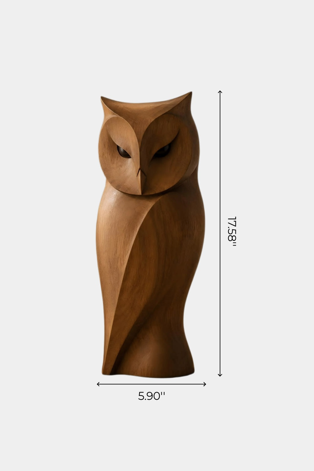 Sleek Wooden Owl Statue Sculpture | Hand Carved Modern Bird Accent Decor