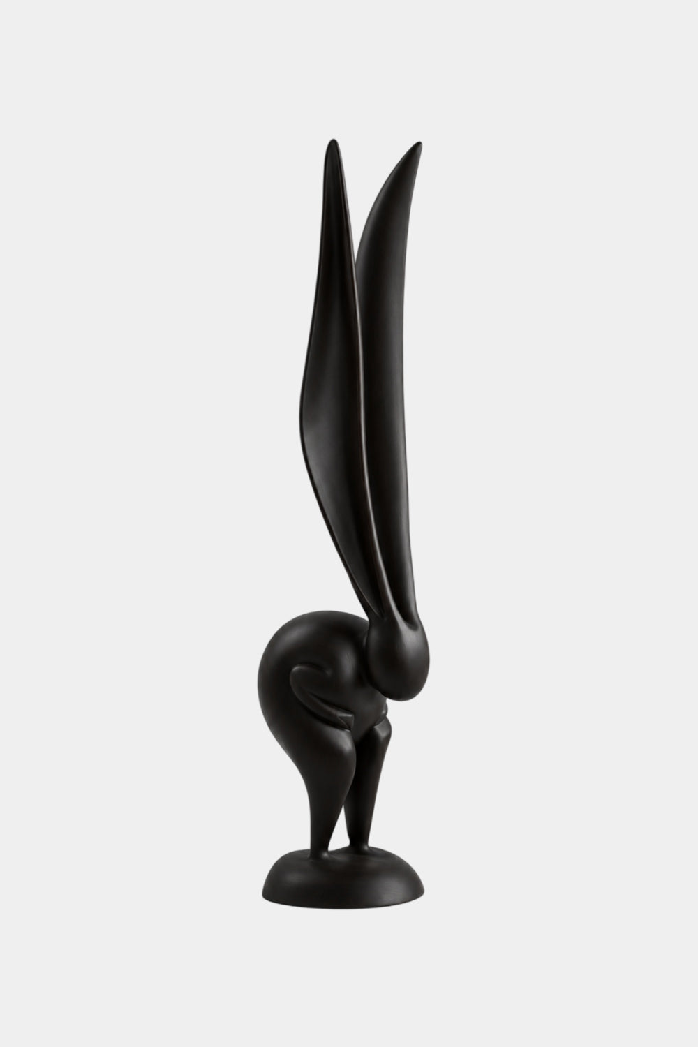 Minimalist Wooden Rabbit Statue | Sleek Long Eared Bunny Figurine Tabletop Decor
