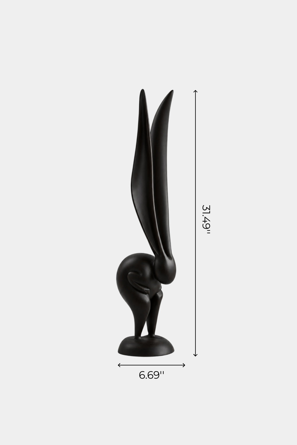 Minimalist Wooden Rabbit Statue | Sleek Long Eared Bunny Figurine Tabletop Decor