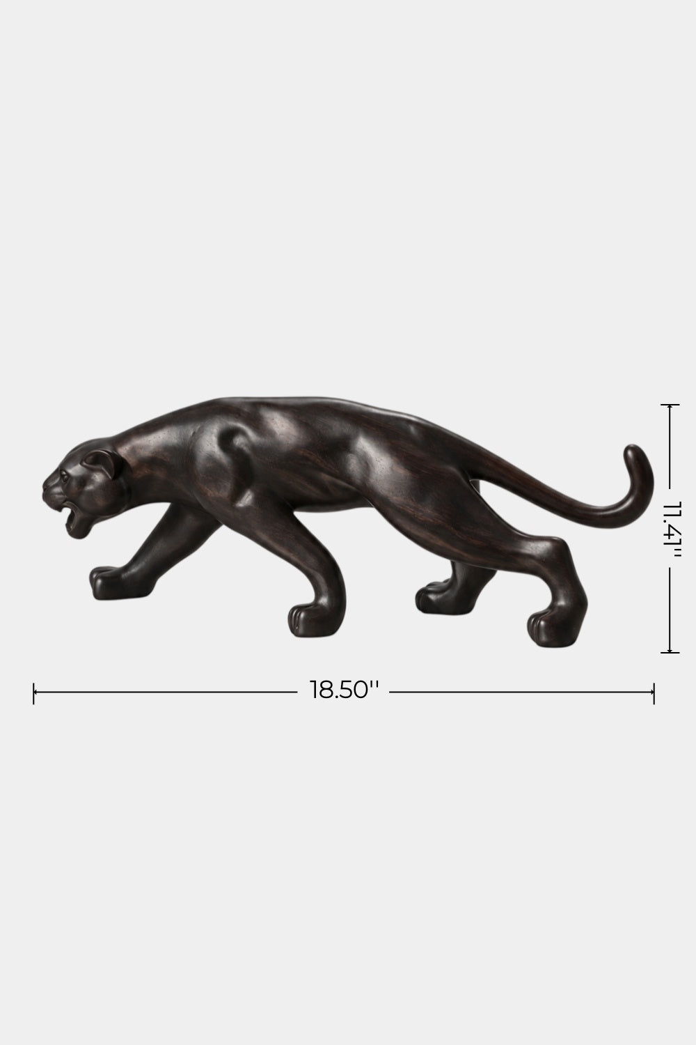 Carved Dark Wooden Prowling Panther Statue | Sleek Black Leopard Animal Sculpture