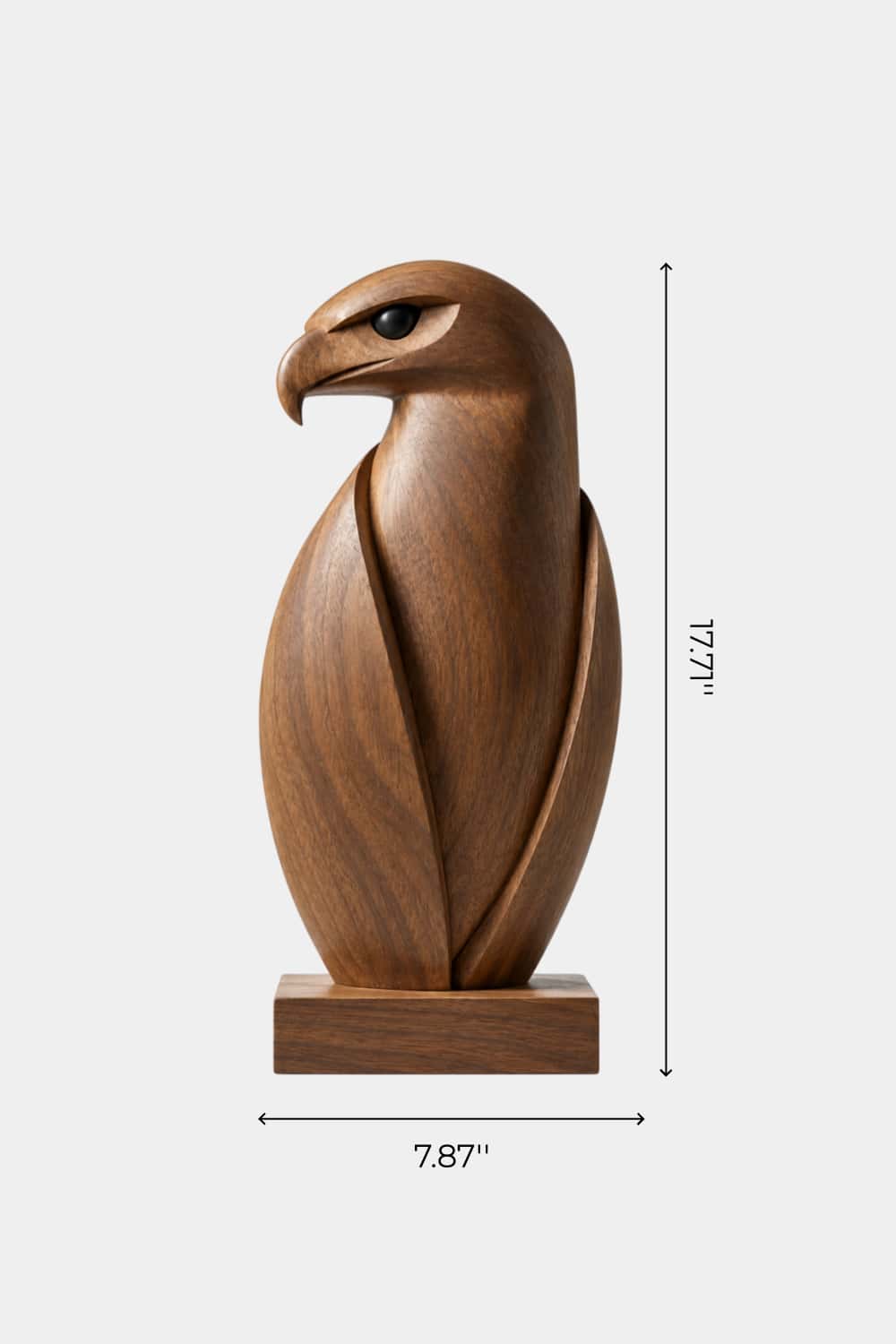 Minimalist Carved Wooden Falcon Statue | Sleek Perched Hawk Bird Figurine Decor