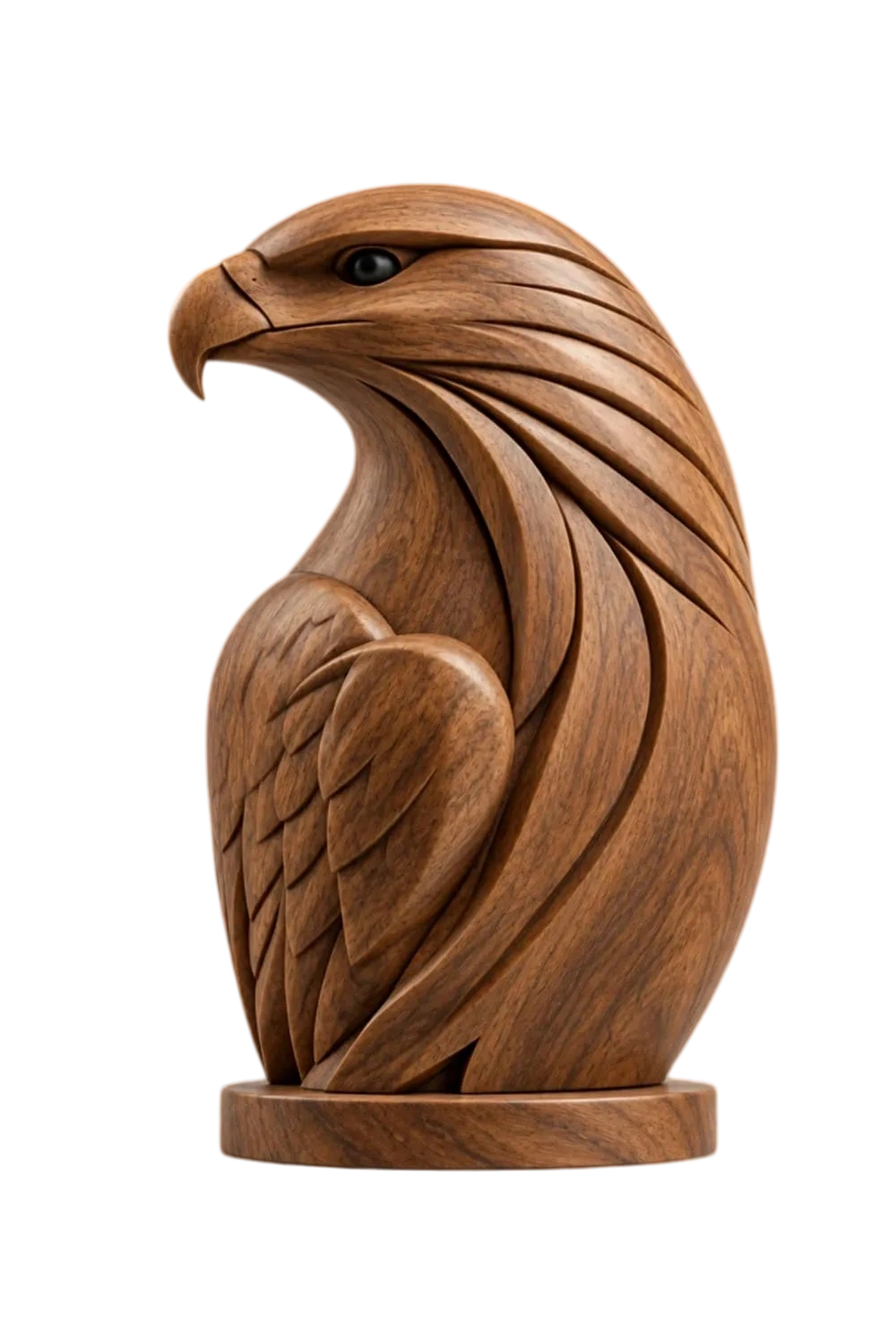 Detailed Carved Wooden Standing Eagle Statue | Bird Figurine Tabletop Decor