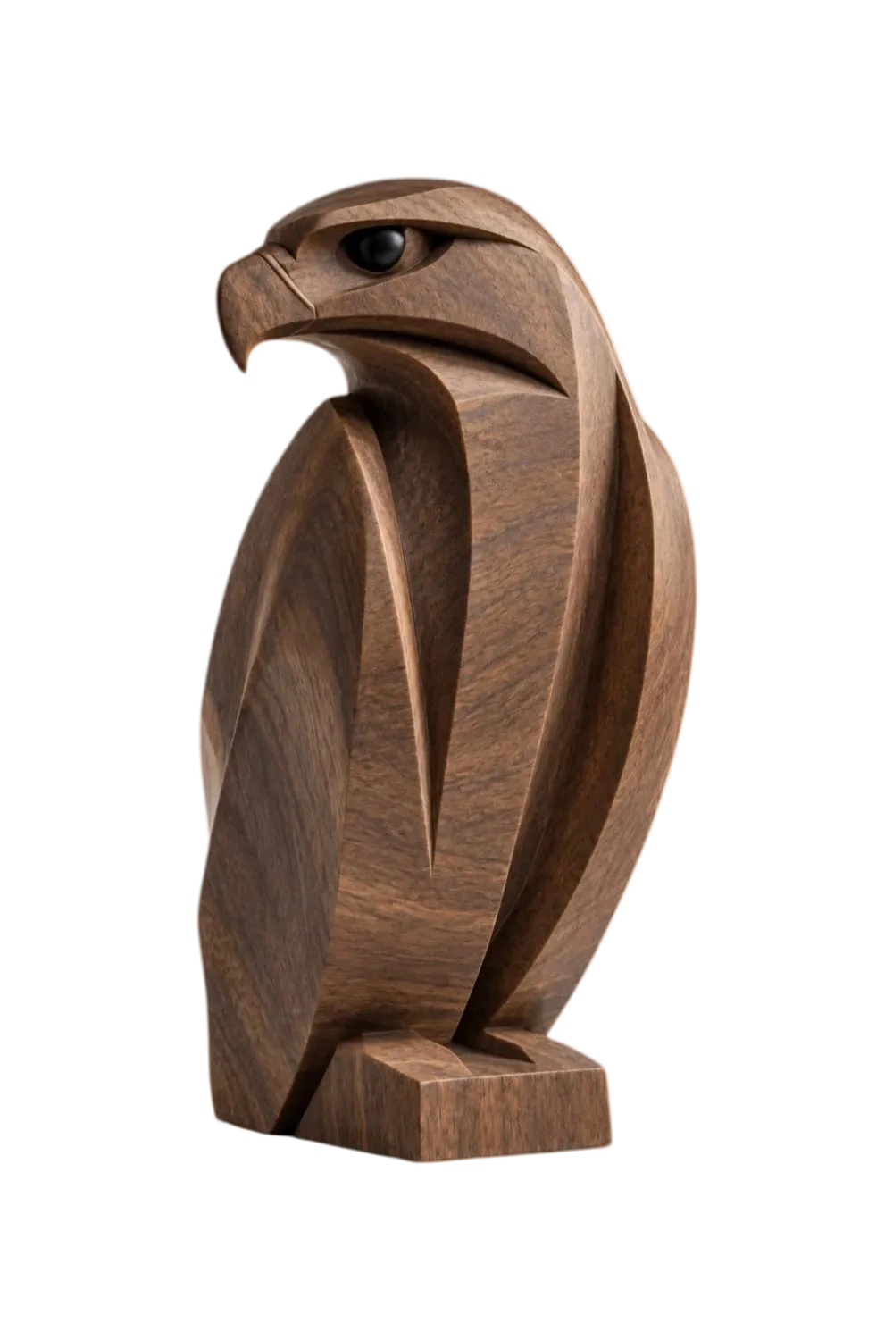 Geometric Carved Wooden Eagle Statue | Modern Faceted Bird Sculpture Home Decor