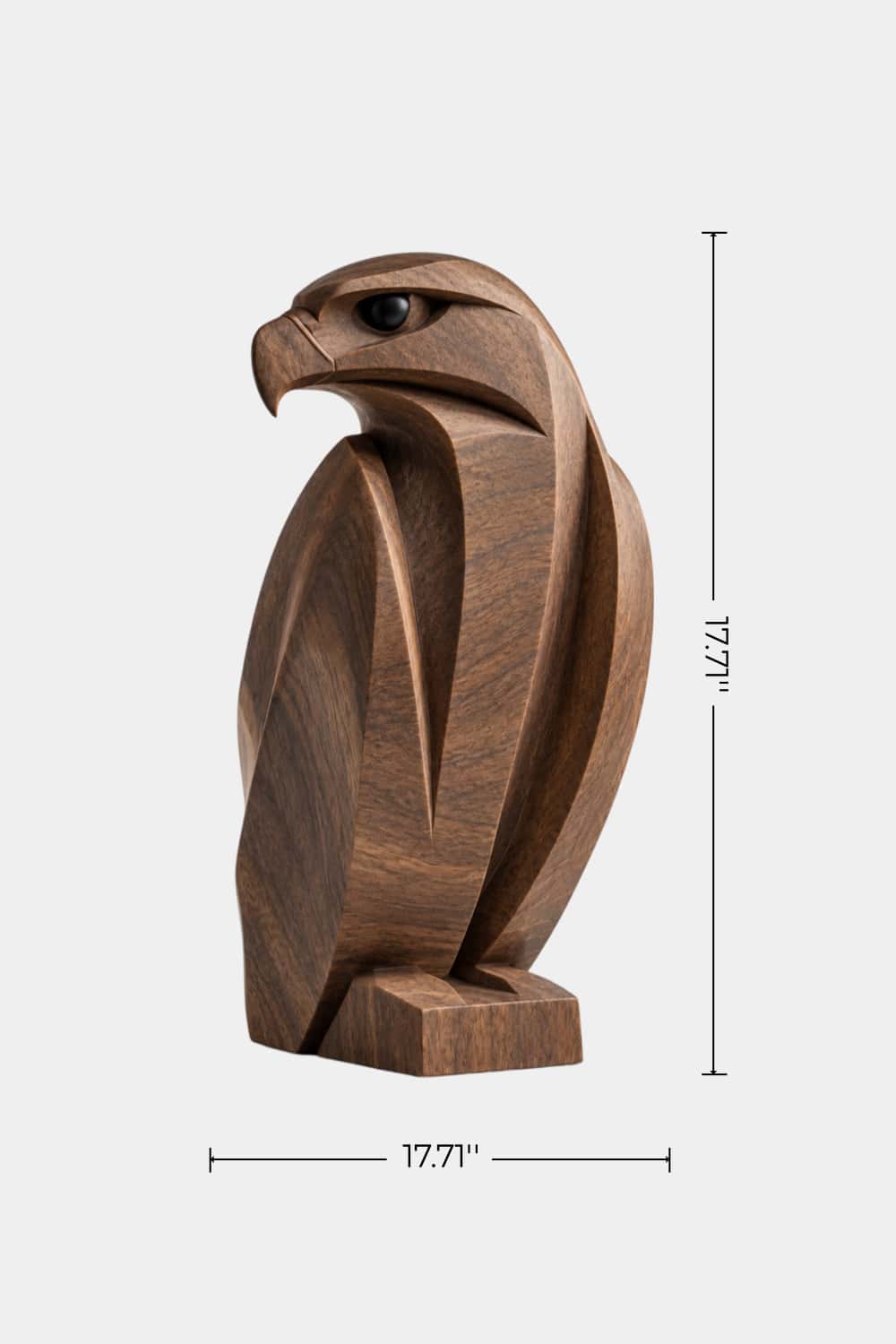 Geometric Carved Wooden Eagle Statue | Modern Faceted Bird Sculpture Home Decor