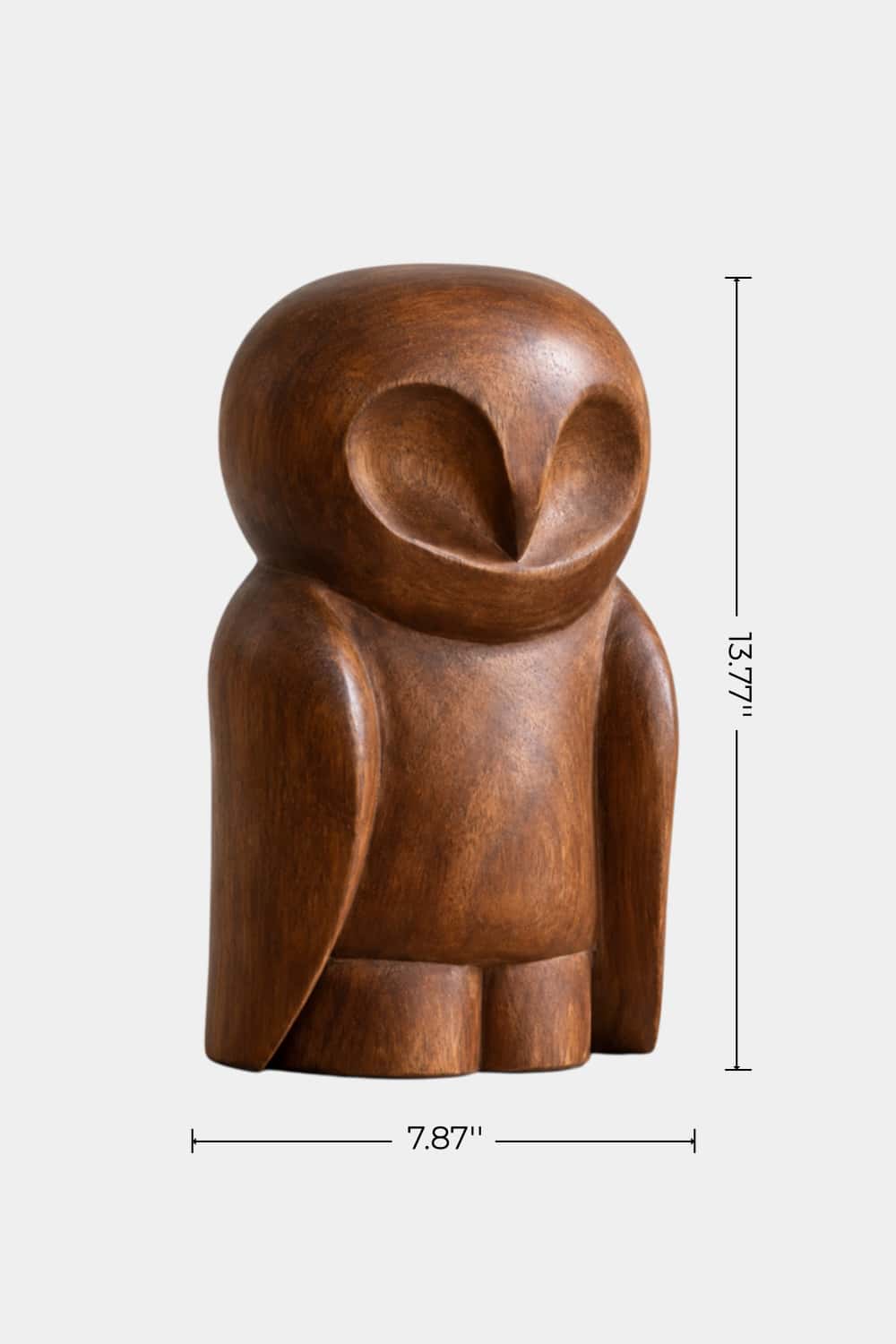 Nordic Wooden Owl Statue Sculpture | Handcrafted Smooth Bird Figurine Shelf Decor
