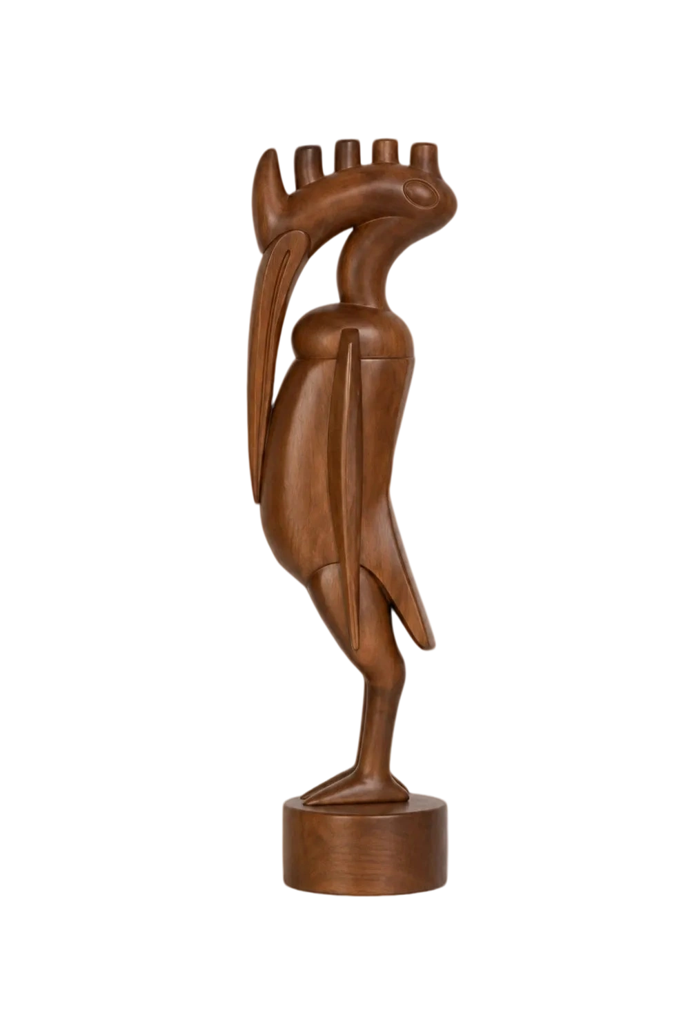 Mid Century Wooden Ibis Statue | Avant Garde Long Beaked Bird Decor