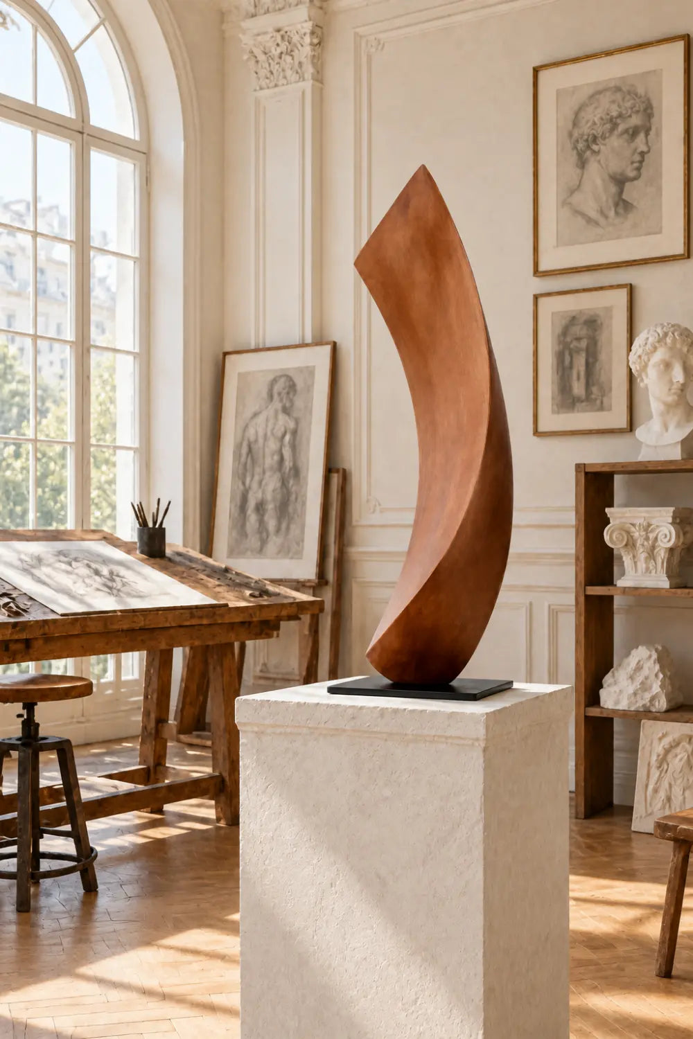 Modern Abstract Hand Carved Wood Sculpture Decorative Wood Carving Art