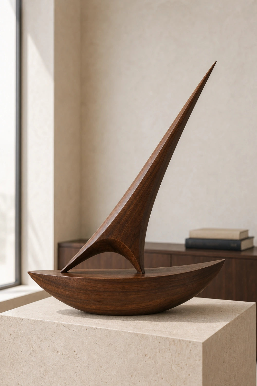 Unique Abstract Wood Sculpture Gift Idea For Art Lovers Modern Living Room Accent