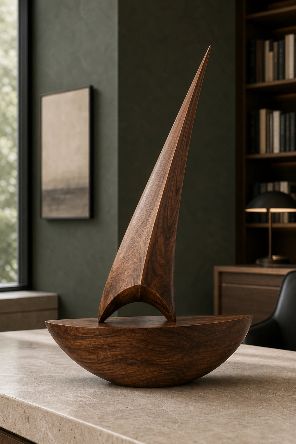 Unique Vertical Wooden Statue Sculpture Minimalist Art For Living Room